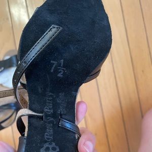 New dance shoes black leather with silver buckle